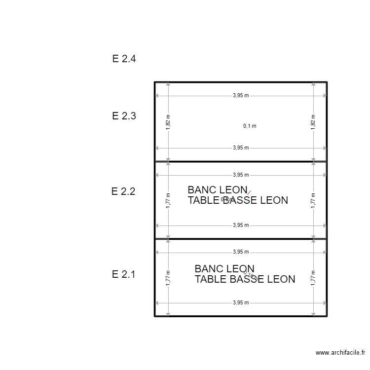 E 2. Plan de 3 pièces et 21 m2