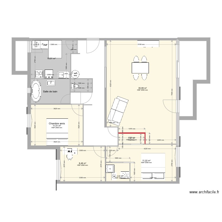 Appart projet modif. Plan de 0 pièce et 0 m2