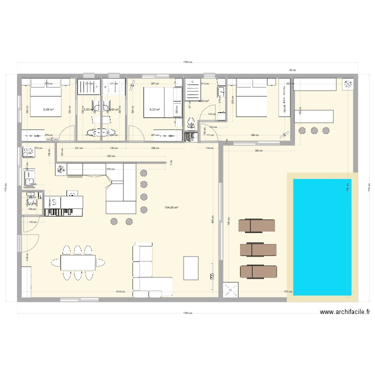 Samui 3 Chambres modifiées le 18/02/2023. Plan de 7 pièces et 188 m2
