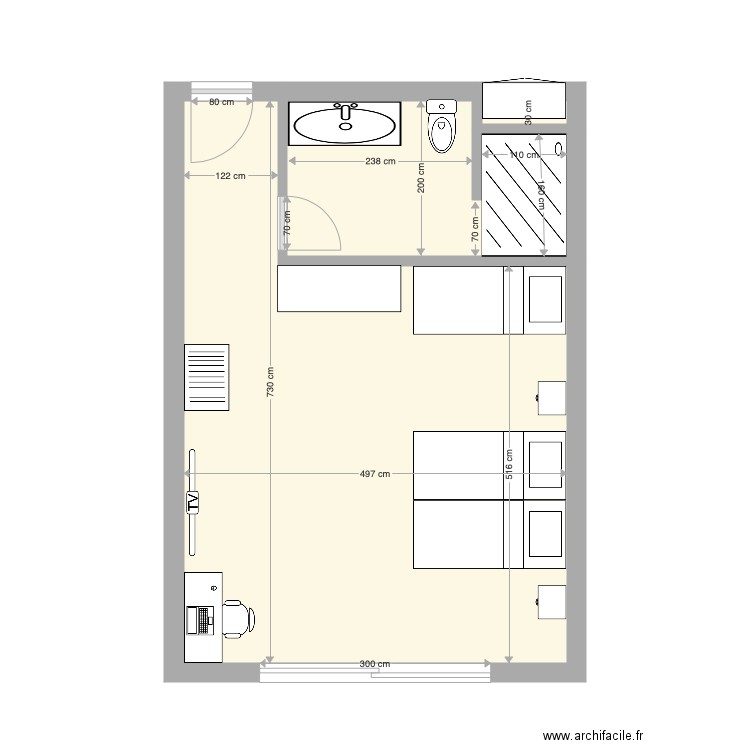 chambre D façade Etage 2 3 essai 3 lits. Plan de 0 pièce et 0 m2