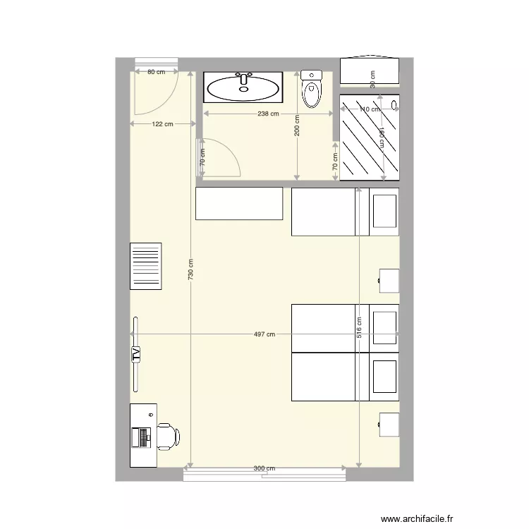 chambre D fa&ccedil;ade Etage 2 3 essai 3 lits. Plan de 