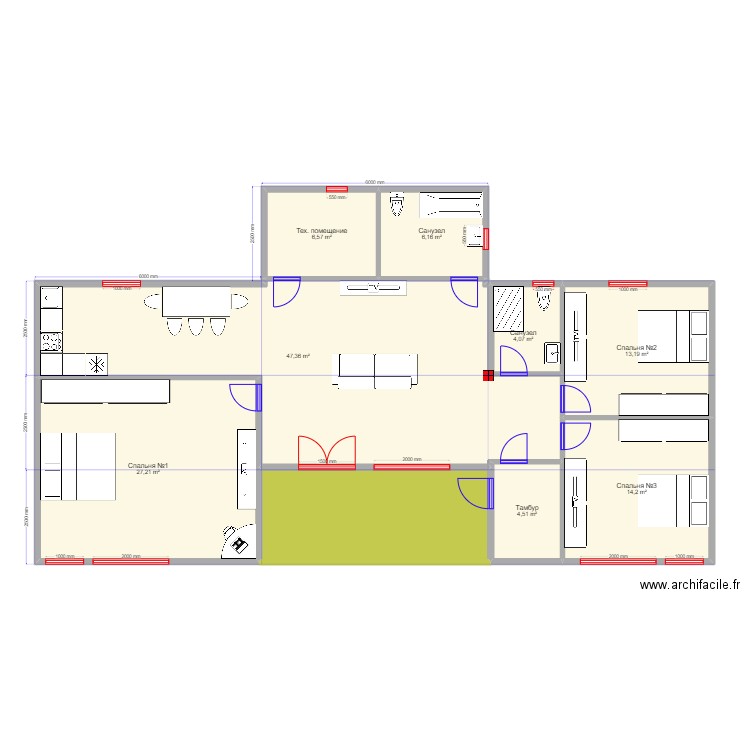 135. Plan de 9 pièces et 137 m2