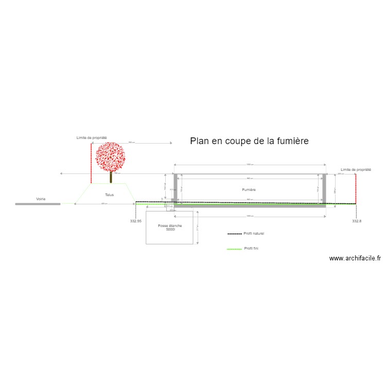 fumière coupe. Plan de 0 pièce et 0 m2