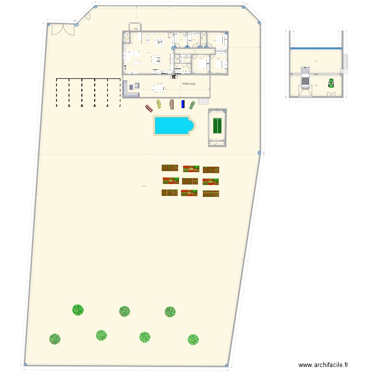  GARAGE EN SOUS SOL coin chb meme cote. Plan de 16 pièces et -1581 m2