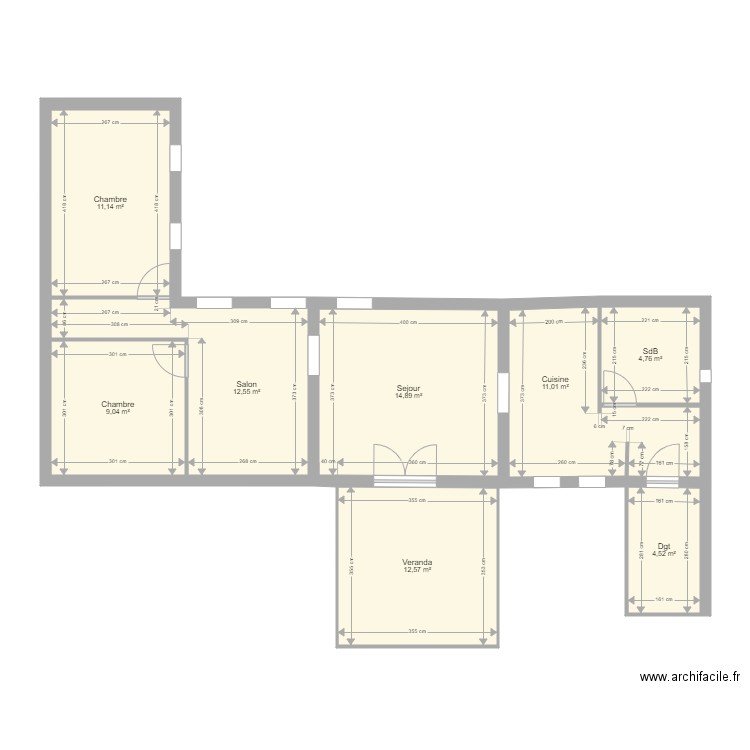 troarn1. Plan de 8 pièces et 80 m2