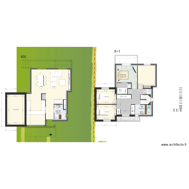 CRECY v2. Plan de 3 pièces et 30 m2