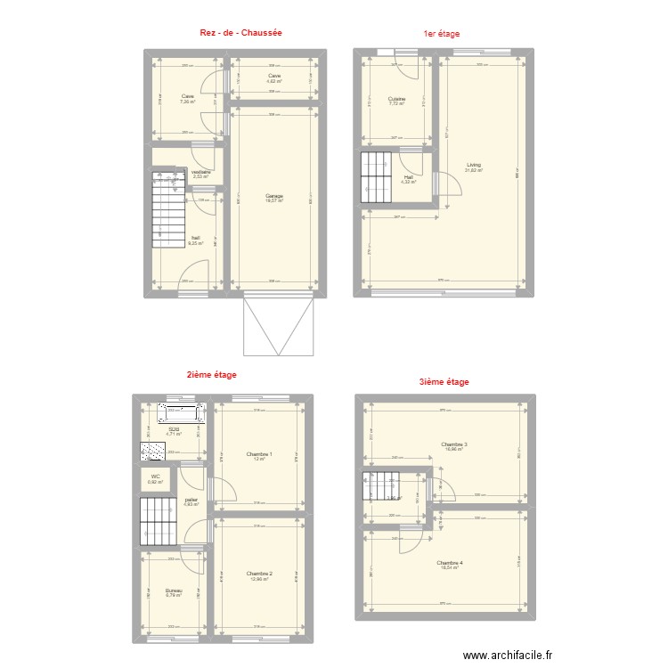 Maison JU. Plan de 33 pièces et 342 m2