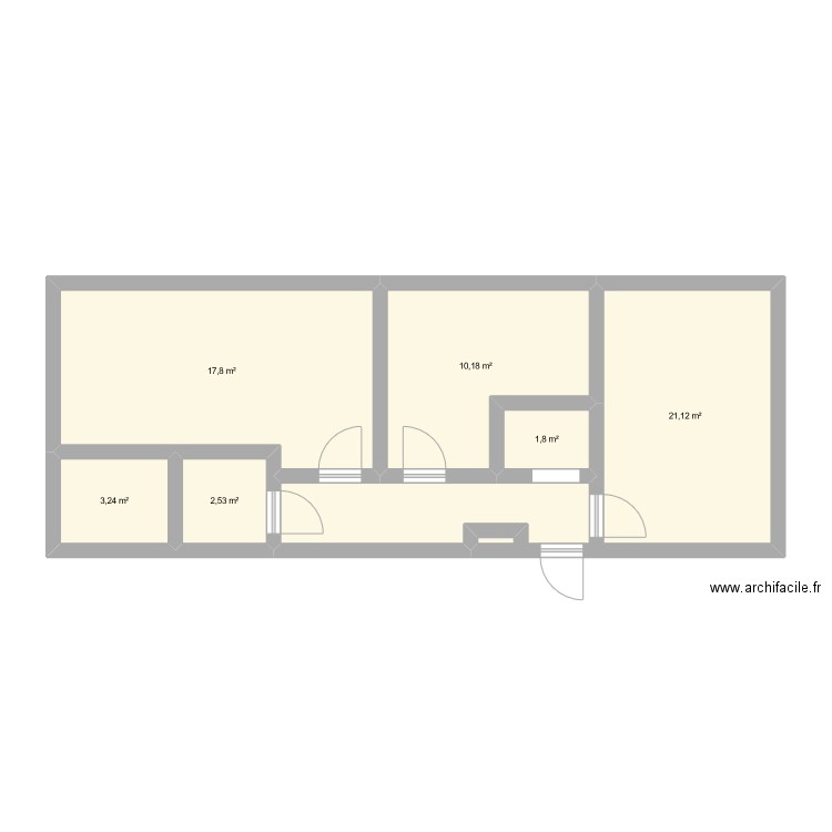 LOH - test. Plan de 6 pièces et 57 m2