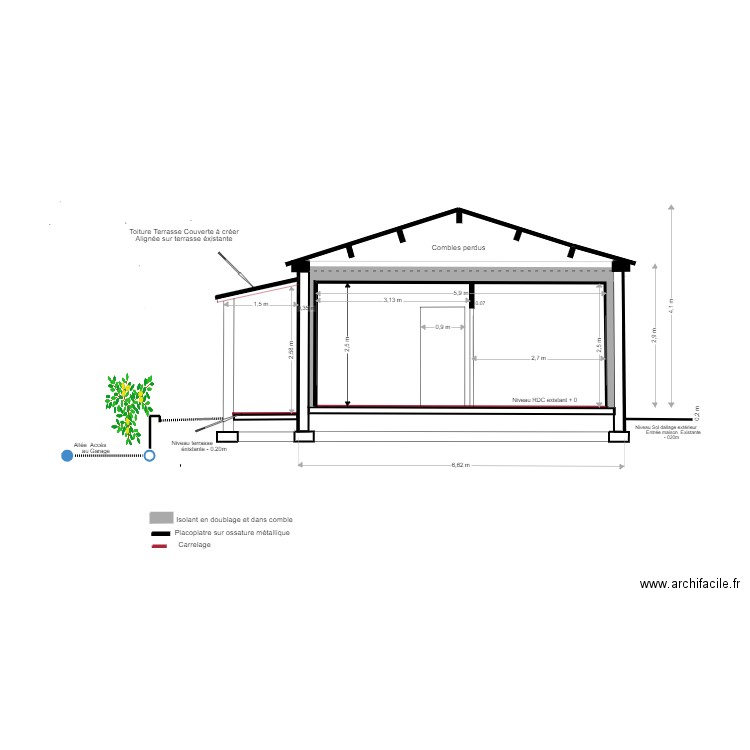 Coupe AA sur Construction à Créer. Plan de 0 pièce et 0 m2