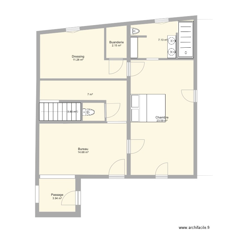 RdC chambres Aimargues modifié. Plan de 0 pièce et 0 m2