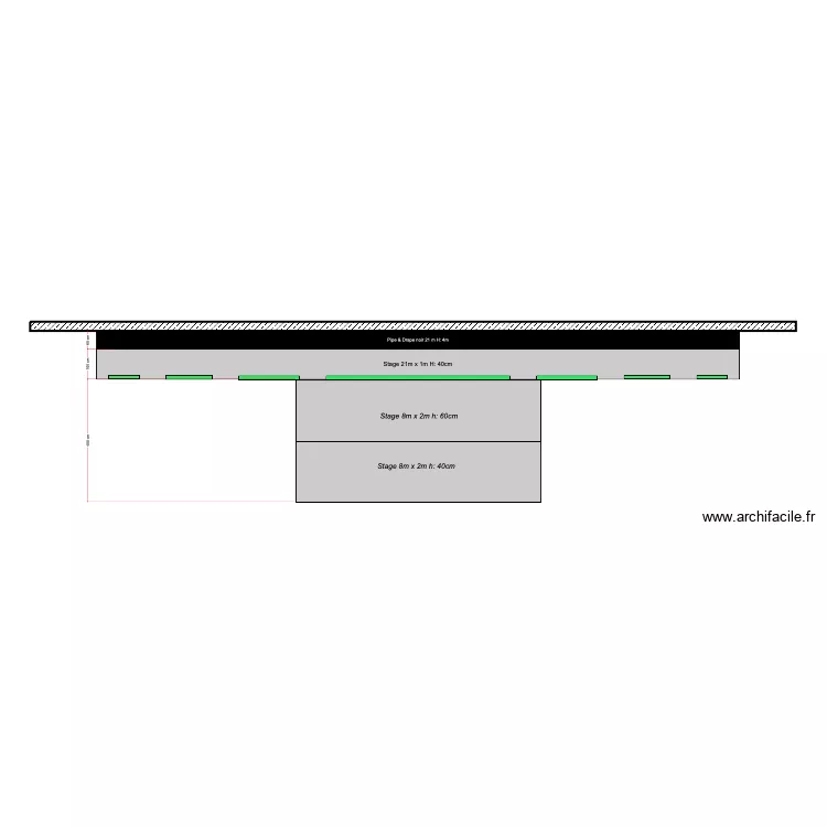 implantation sc&egrave;ne et truss Trafigura Hilton. Plan de 