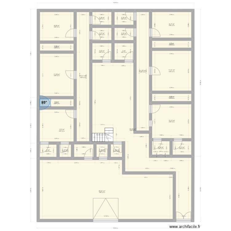 Plan Niague. Plan de 19 pièces et 259 m2