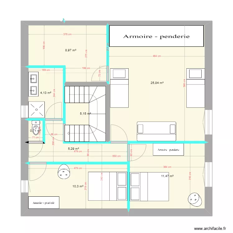 St-Girons // Am&eacute;nagement &eacute;tage VF. Plan de 