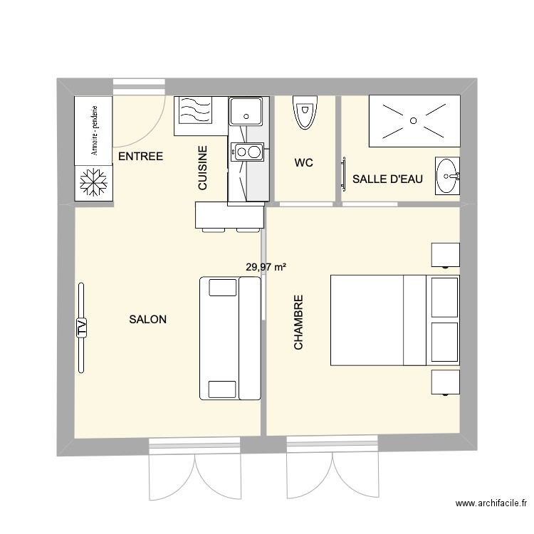 APPARTEMENT F2. Plan de 0 pièce et 0 m2