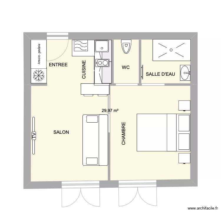 APPARTEMENT F2. Plan de 