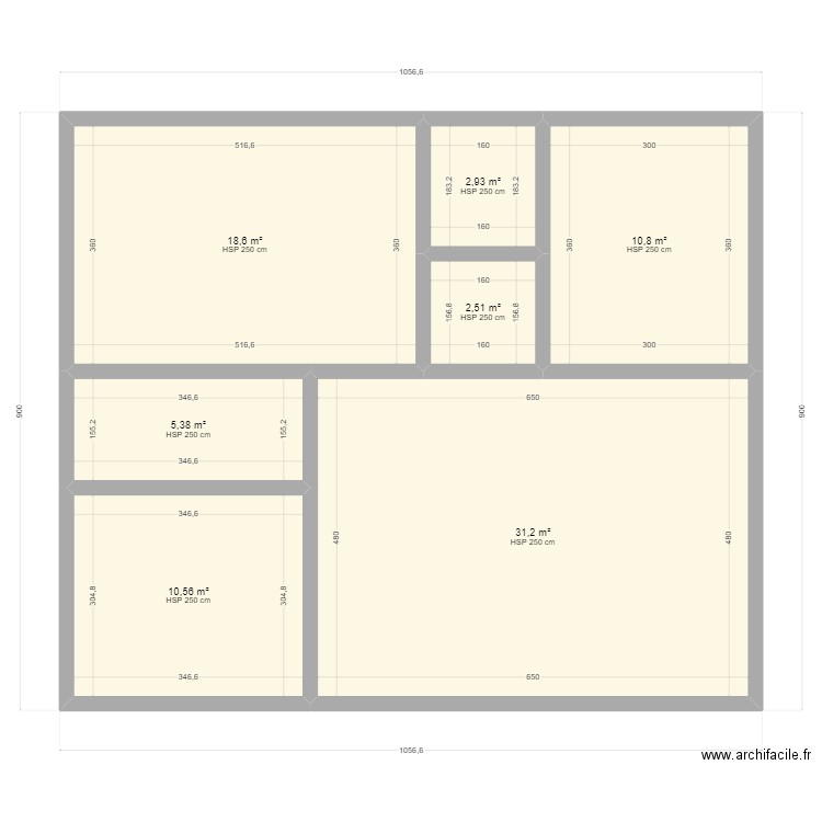 g06. Plan de 7 pièces et 82 m2