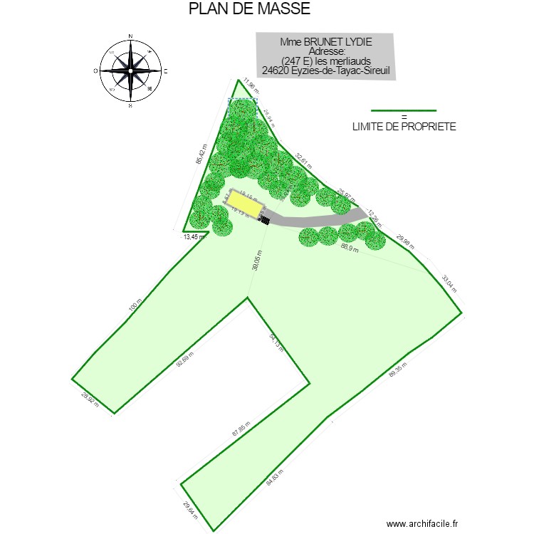 BRUNET LYDIE. Plan de 1 pièce et 152 m2