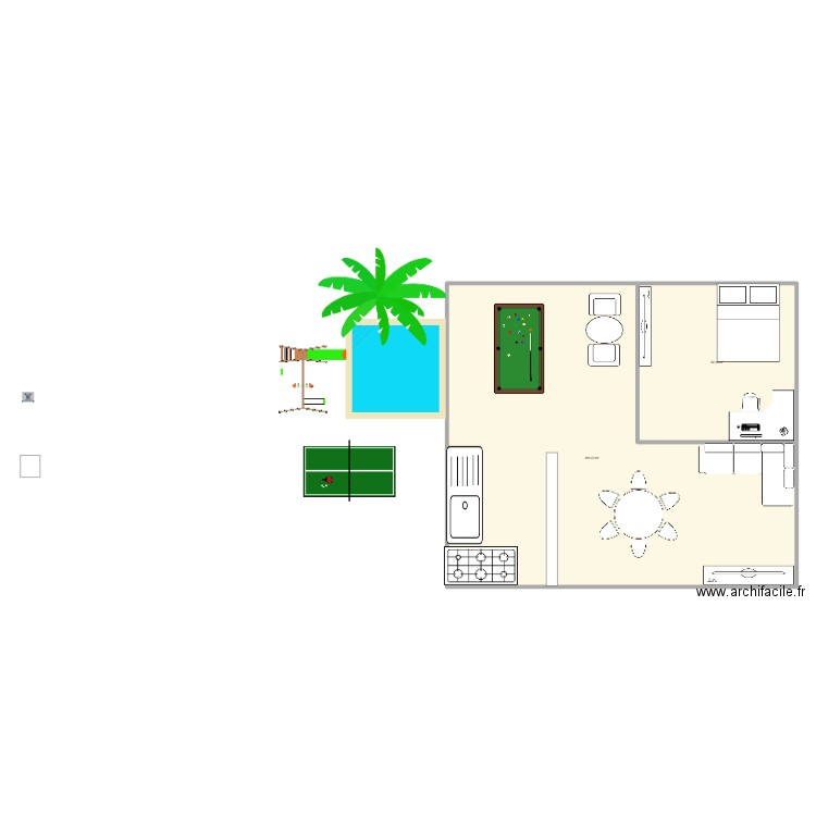 Taho. Plan de 2 pièces et 264 m2