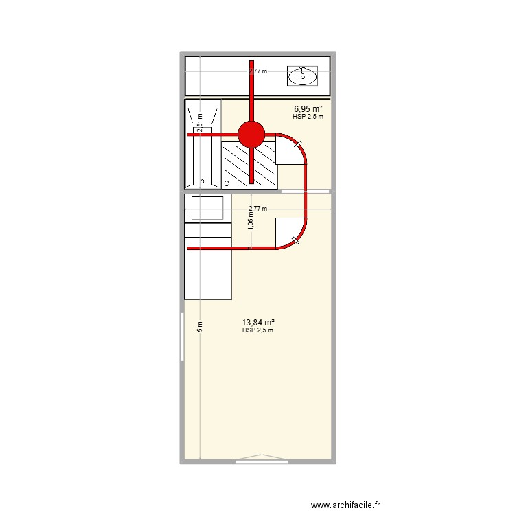 SAGET 33. Plan de 2 pièces et 21 m2