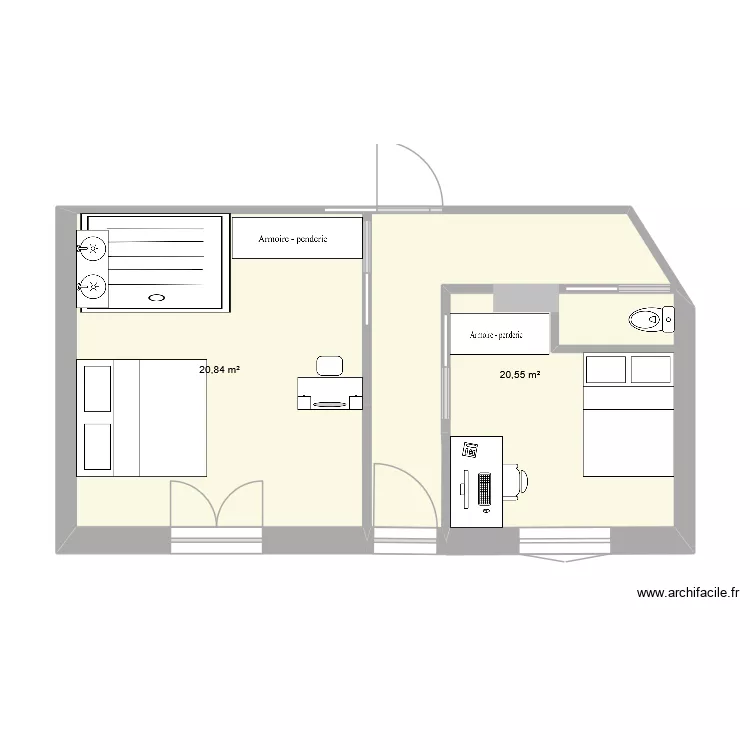 RDC Amenagement 1. Plan de 2 et 41 m² RDC Amenagement 1. Plan de 2 et 41 m²