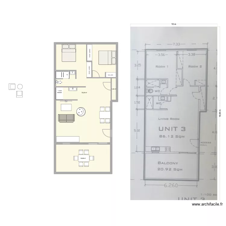 Plan Claire. Plan de 3 et 94 m² Plan Claire. Plan de 3 et 94 m²