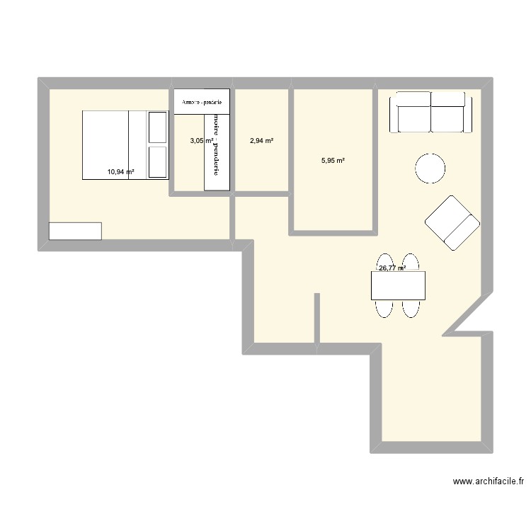 Nollet. Plan de 5 pièces et 50 m2