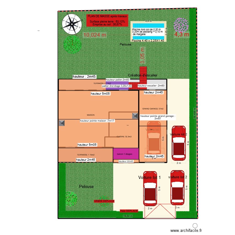PLAN RDC MODIFIE 1. Plan de 6 pièces et 566 m2