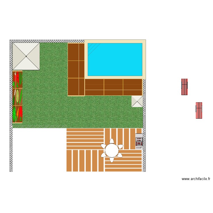 piscine avec 2 terasse 150x5 m. Plan de 0 pièce et 0 m2