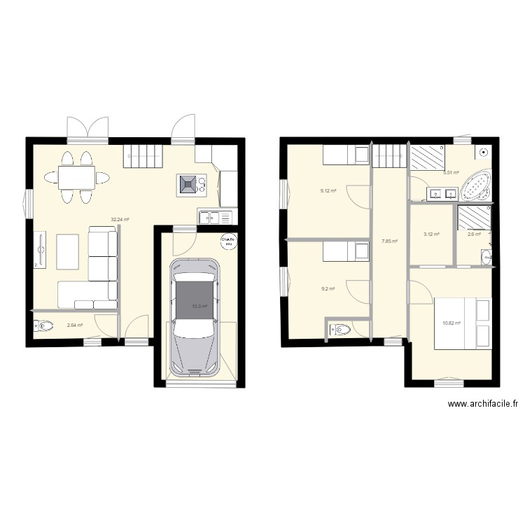 maison mitoyenne. Plan de 0 pièce et 0 m2