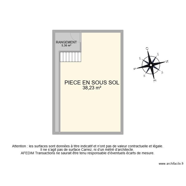 BI 7745 SOUS SOL. Plan de 2 pièces et 44 m2