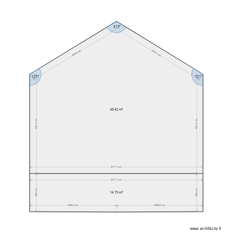 MUR MAISON ST GEN. Plan de 2 pièces et 63 m2