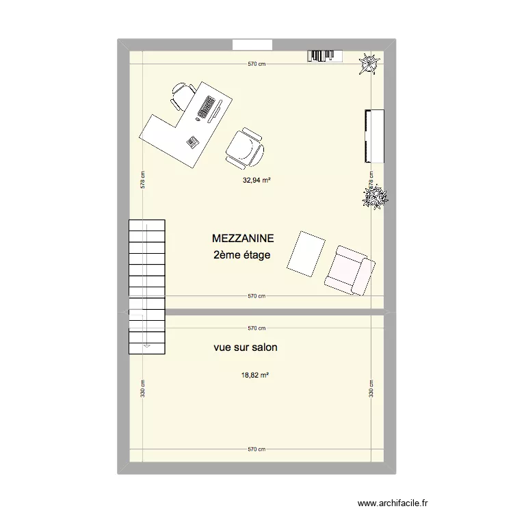 2&egrave;me &eacute;tage mezzanine Chassy. Plan de 