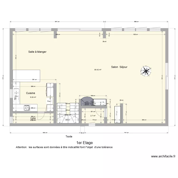 BI 2123  cot A 1er etage . Plan de 