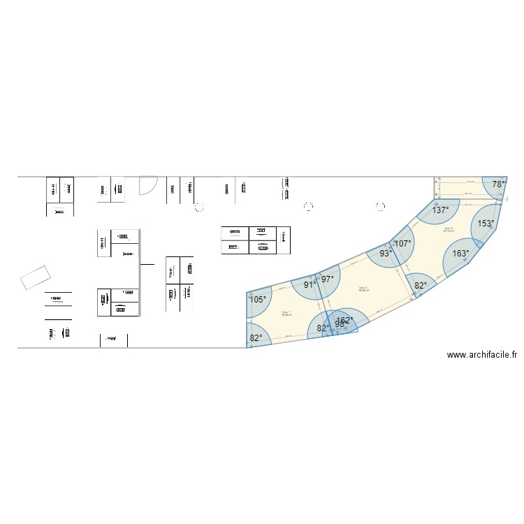 atelier . Plan de 3 pièces et 61 m2