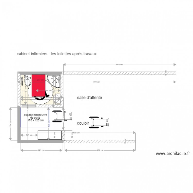 etoile cabinet infirmiers toilettes après travaux. Plan de 0 pièce et 0 m2