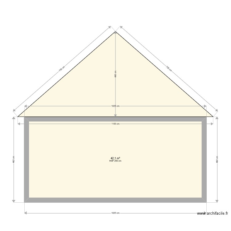 plan pignon grange. Plan de 1 pièce et 42 m2