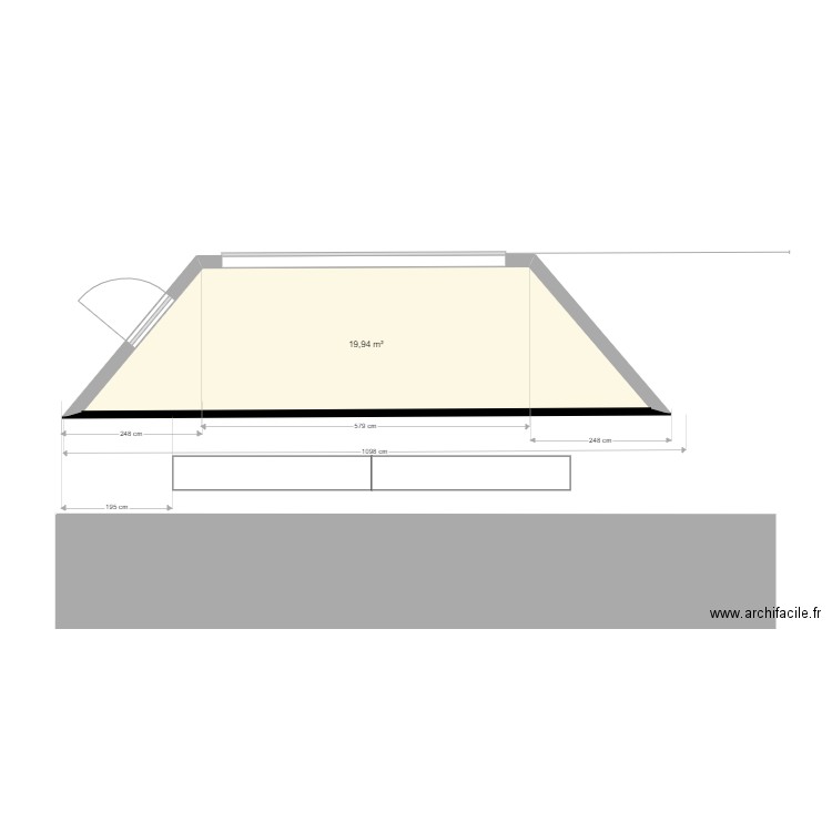 entrée. Plan de 1 pièce et 20 m2