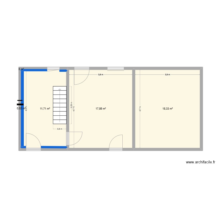 Atelier. Plan de 5 pièces et 48 m2