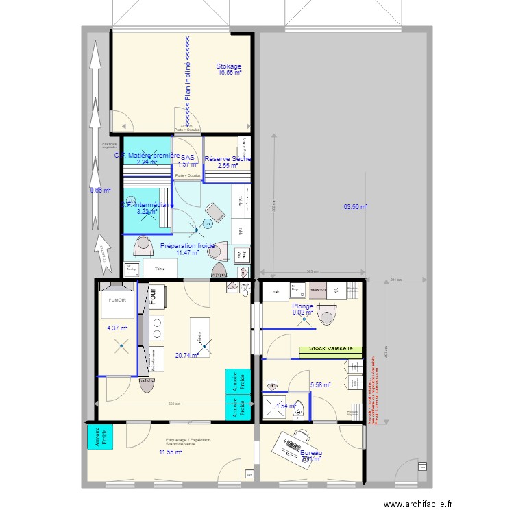 Bistrot Gourmet 003. Plan de 15 pièces et 171 m2