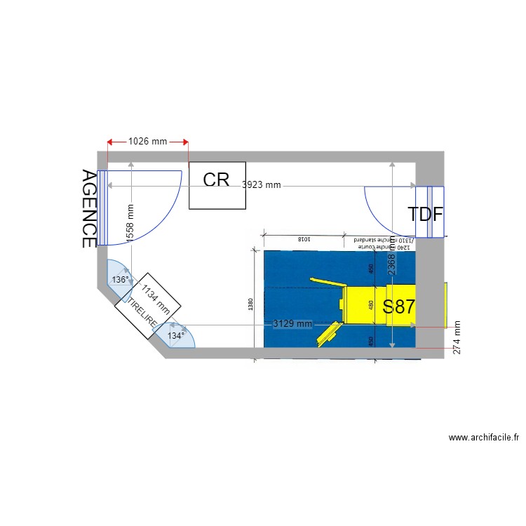 PLAN DE MASSE PROJET ALES SUD S87. Plan de 1 pièce et 9 m2