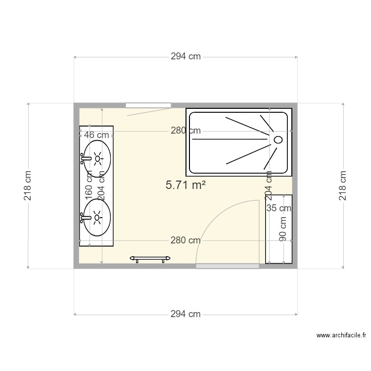 Salle de bain . Plan de 1 pièce et 6 m2