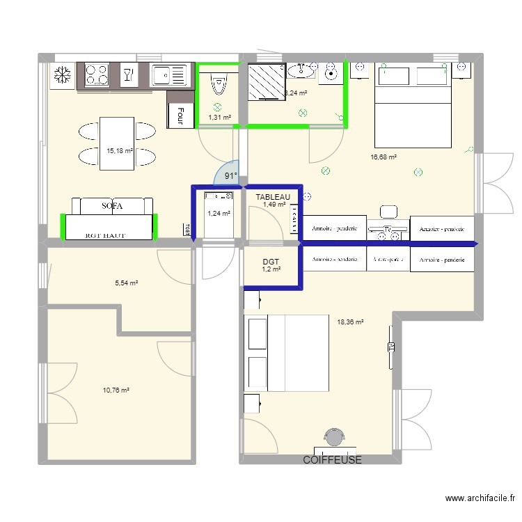 eric maison . Plan de 10 pièces et 75 m2