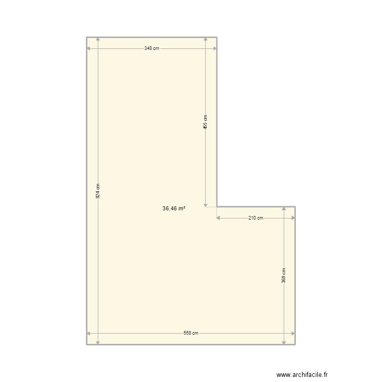 Piscine dimension finale. Plan de 1 pièce et 36 m2