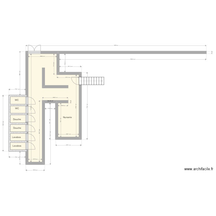 rochetaillée - sanitaire au dessus du restaurant 1. Plan de 7 pièces et 46 m2
