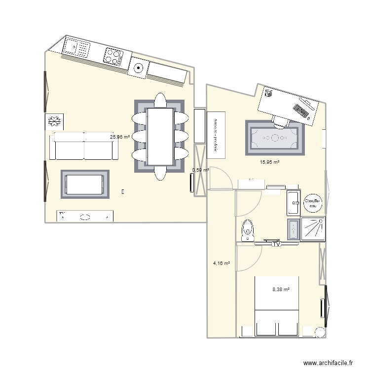 Vrai plan maison. Plan de 5 pièces et 55 m2