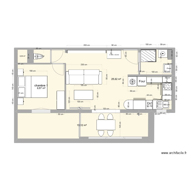 PLAN2 CUISINE NORD. Plan de 5 pièces et 49 m2