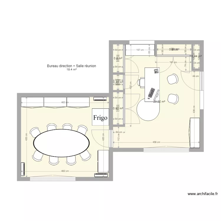 Bureau direction et Salle r&eacute;union v2. Plan de 