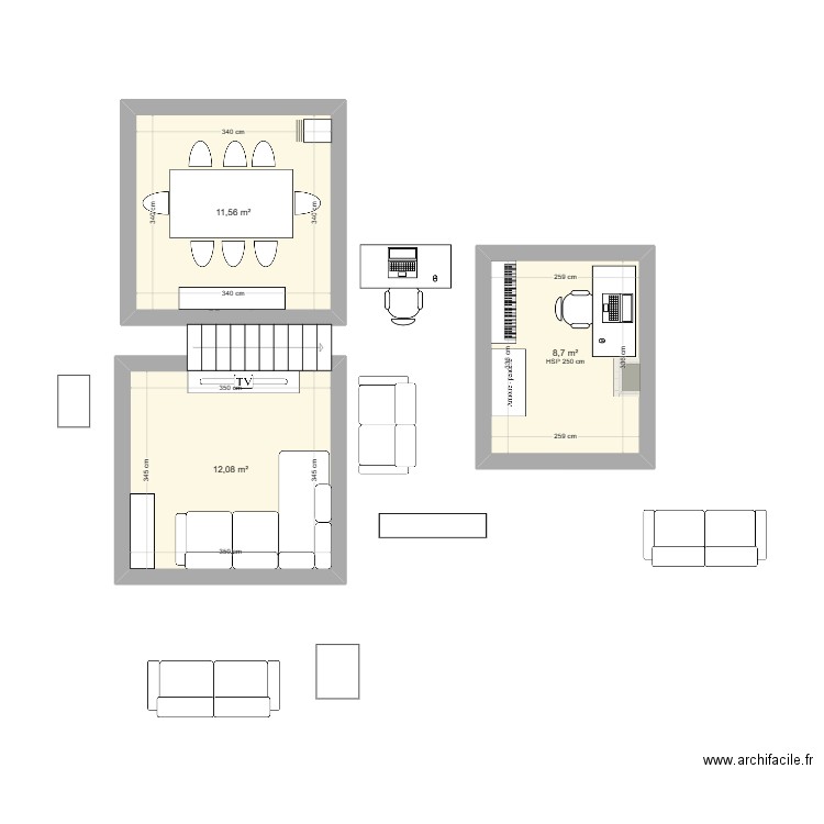 moi3. Plan de 3 pièces et 32 m2