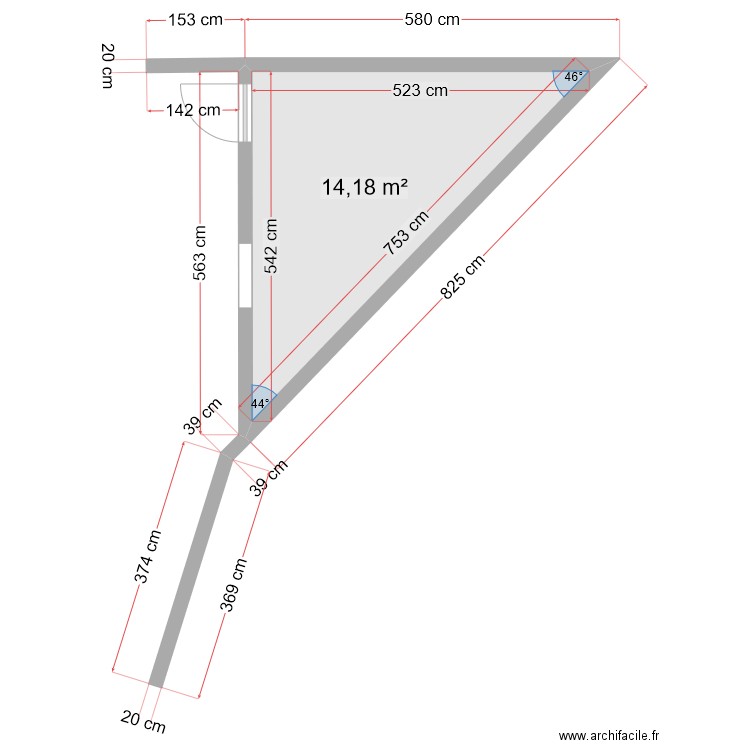 cabane 08 23. Plan de 1 pièce et 14 m2