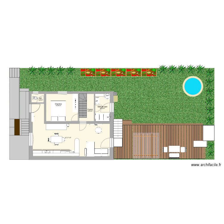 Version Salon accès terrasse. Plan de 0 pièce et 0 m2
